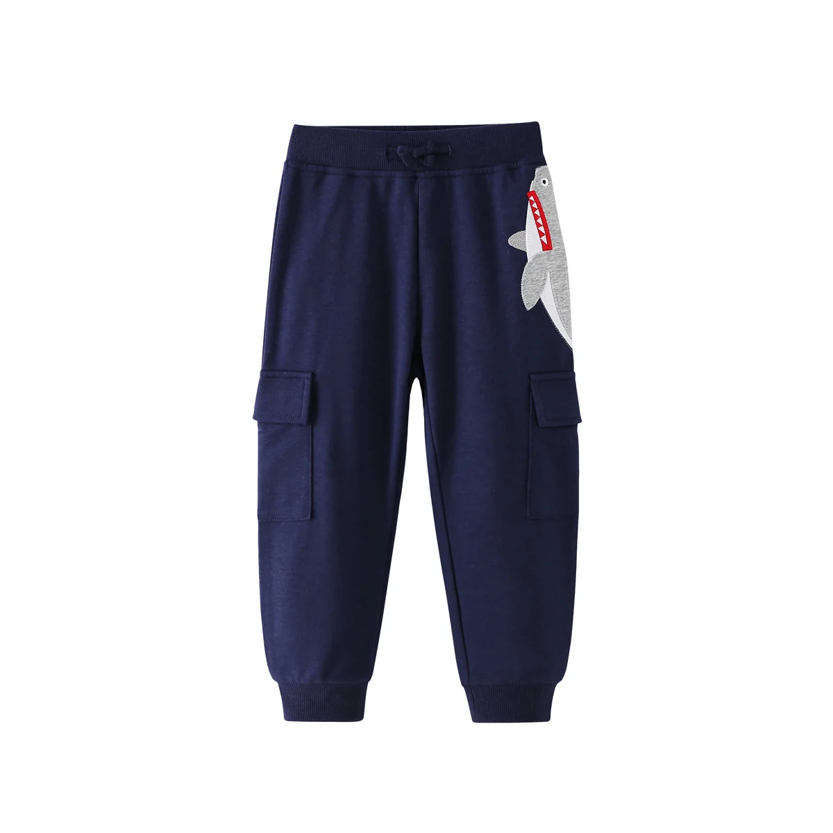 Boys Cotton Blend Cartoon Shark Embroidered Sports Pants - Casual Loose Fit Joggers… — image 5