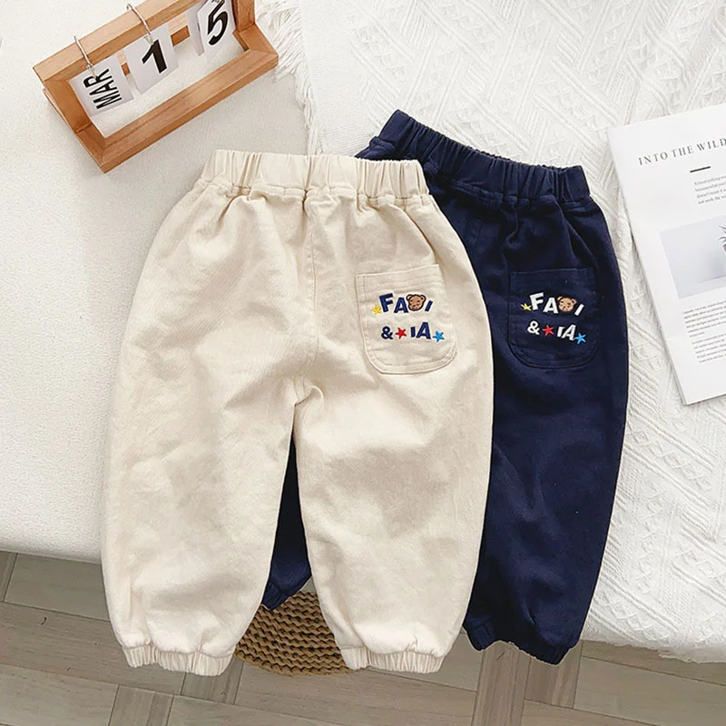 Boys Pants With Fun Embroidery And Cuffed Hems — image 2
