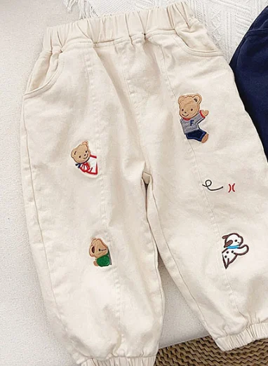 Boys Pants With Fun Embroidery And Cuffed Hems — image 4