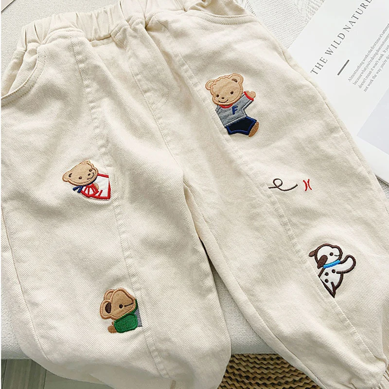 Boys Pants With Fun Embroidery And Cuffed Hems — image 3