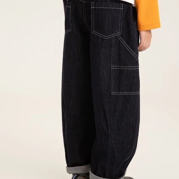 Boys Relaxed-fit Utility Denim Wide-leg Pants, With A Multi-pocket Design — image 5