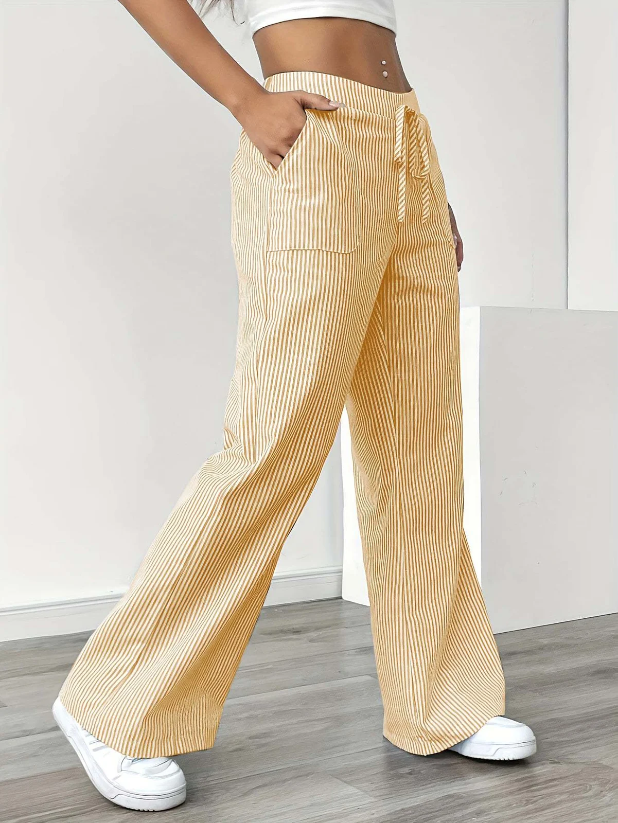 Brand New Striped Long Pants Casual Street Fashion Loose Wide-leg — image 2