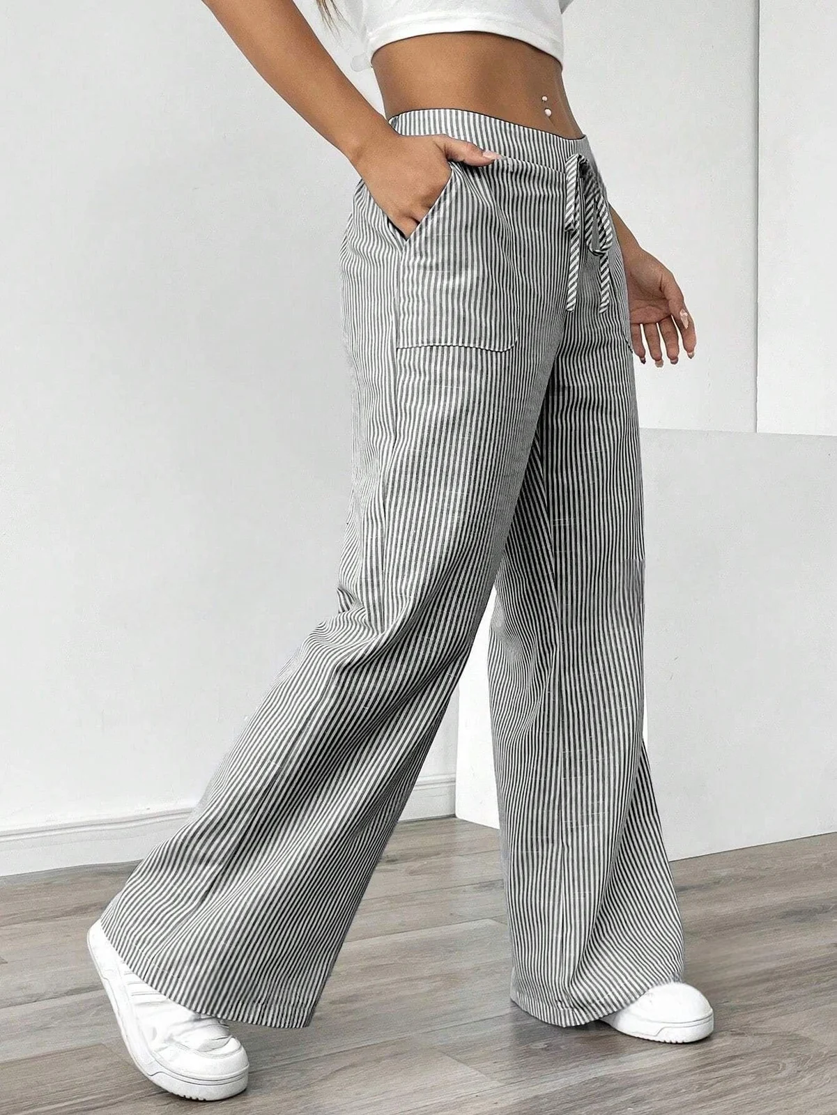 Brand New Striped Long Pants Casual Street Fashion Loose Wide-leg — image 1