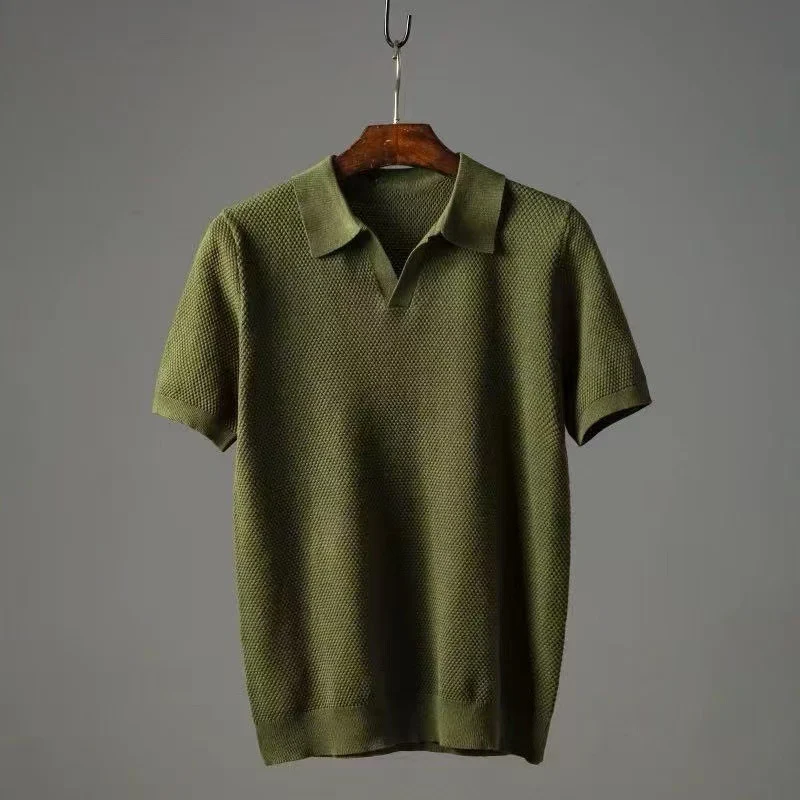Breathable Lightweight T-shirt Solid-color Casual Knitwear For Men — image 5