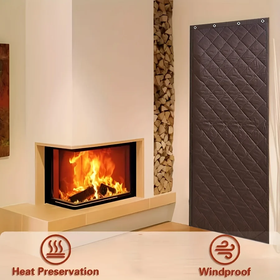 Brown Diamond Stitching Oxford Fabric Insulated Door Curtain, Magnetic Edge Seal… — image 6