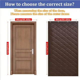 Brown Diamond Stitching Oxford Fabric Insulated Door Curtain, Magnetic Edge Seal… — image 2