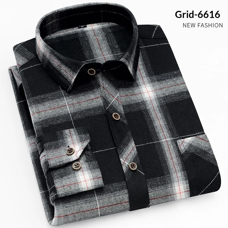 Brushed Shirt Men's Long-sleeve Plaid — image 3