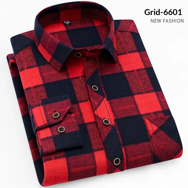 Brushed Shirt Men's Long-sleeve Plaid — image 2