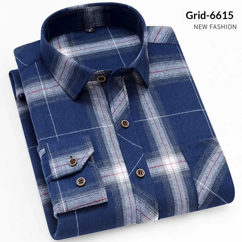 Brushed Shirt Men's Long-sleeve Plaid — image 6