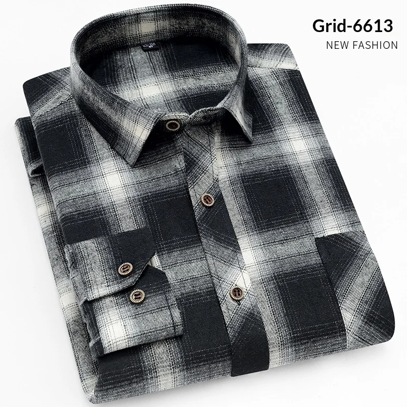 Brushed Shirt Men's Long-sleeve Plaid — image 4