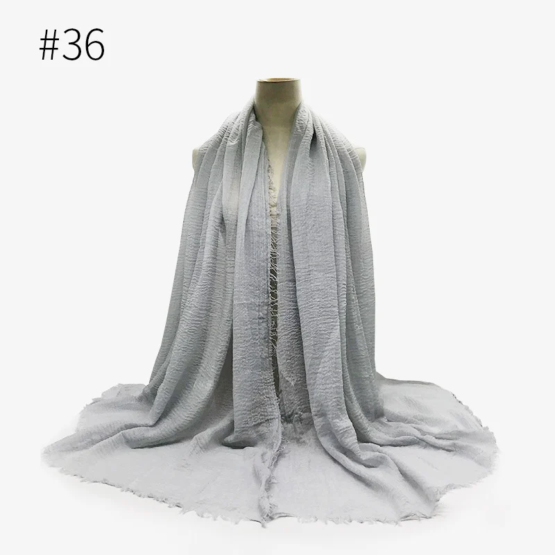 Bubble Plain Scarf Cotton Fringes Women Soft Solid Hijab Popular Muffler Shawls Big… — image 16