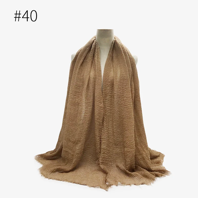 Bubble Plain Scarf Cotton Fringes Women Soft Solid Hijab Popular Muffler Shawls Big… — image 11