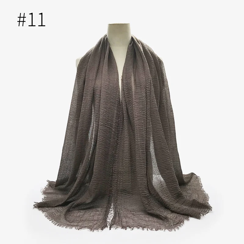 Bubble Plain Scarf Cotton Fringes Women Soft Solid Hijab Popular Muffler Shawls Big… — image 13