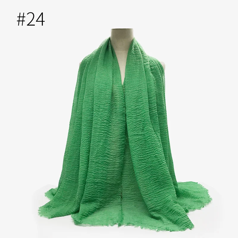 Bubble Plain Scarf Cotton Fringes Women Soft Solid Hijab Popular Muffler Shawls Big… — image 9