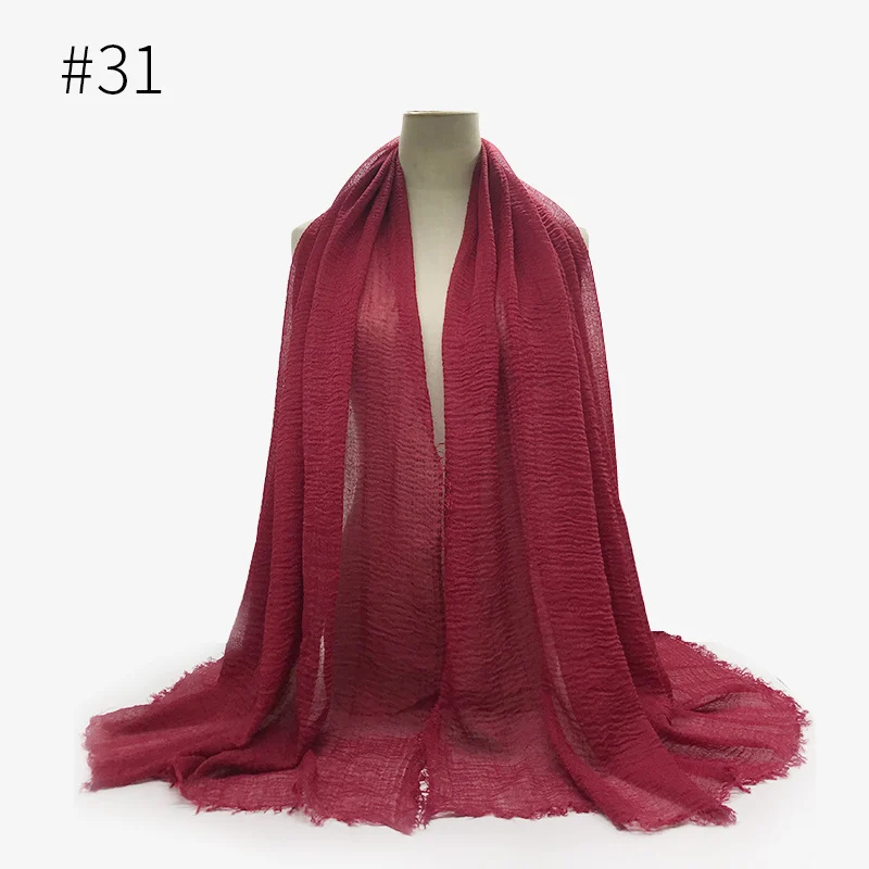 Bubble Plain Scarf Cotton Fringes Women Soft Solid Hijab Popular Muffler Shawls Big… — image 15
