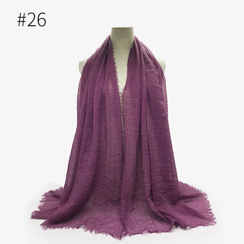 Bubble Plain Scarf Cotton Fringes Women Soft Solid Hijab Popular Muffler Shawls Big… — image 12