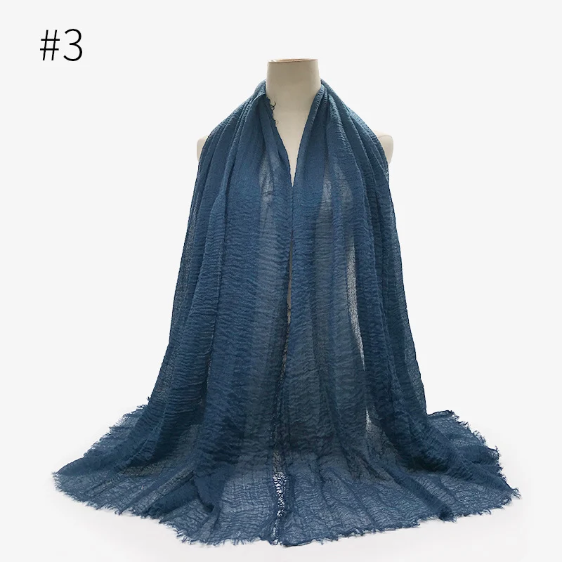 Bubble Plain Scarf Cotton Fringes Women Soft Solid Hijab Popular Muffler Shawls Big… — image 6