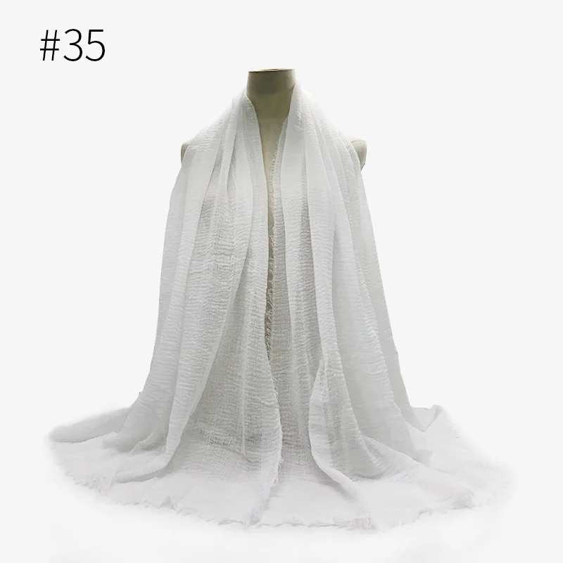 Bubble Plain Scarf Cotton Fringes Women Soft Solid Hijab Popular Muffler Shawls Big… — image 7