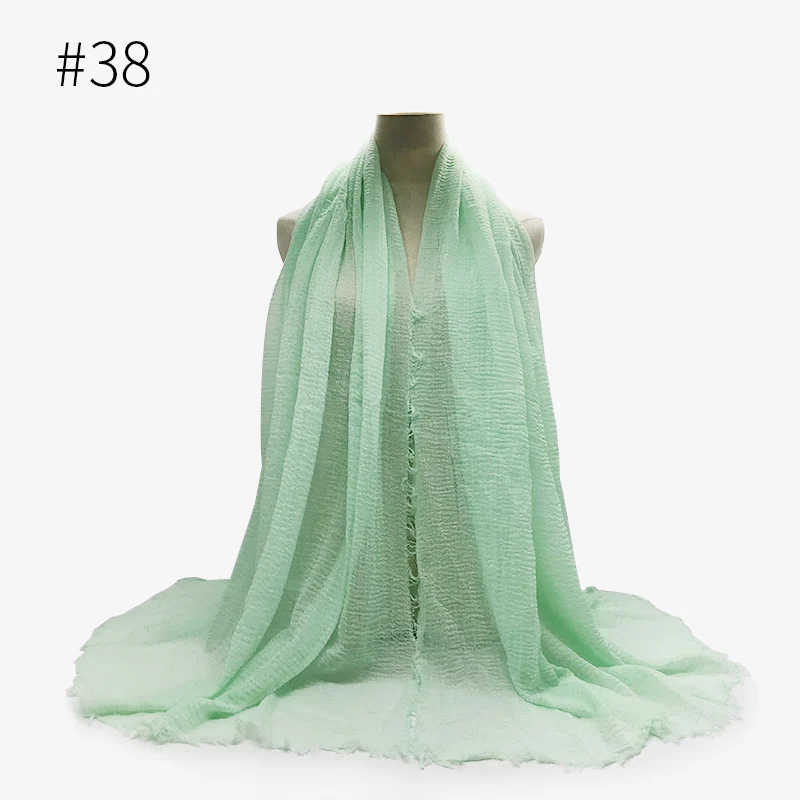 Bubble Plain Scarf Cotton Fringes Women Soft Solid Hijab Popular Muffler Shawls Big… — image 5