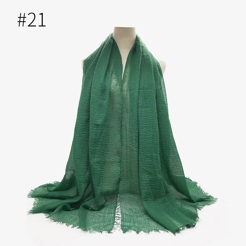 Bubble Plain Scarf Cotton Fringes Women Soft Solid Hijab Popular Muffler Shawls Big… — image 14
