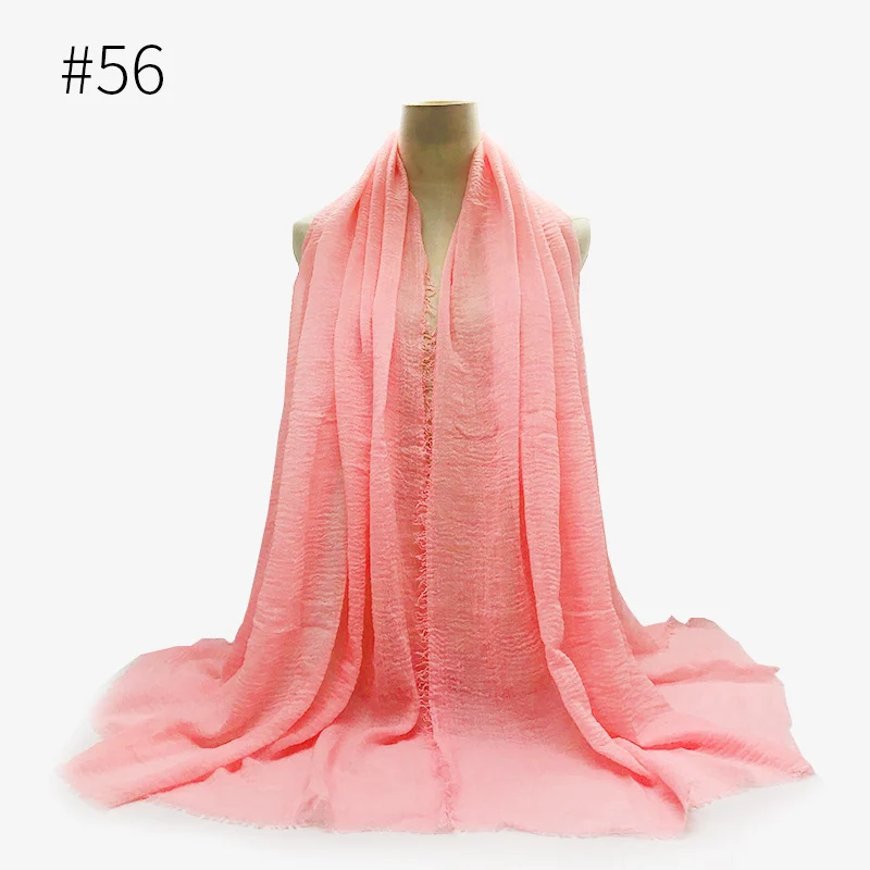 Bubble Plain Scarf Cotton Fringes Women Soft Solid Hijab Popular Muffler Shawls Big… — image 8