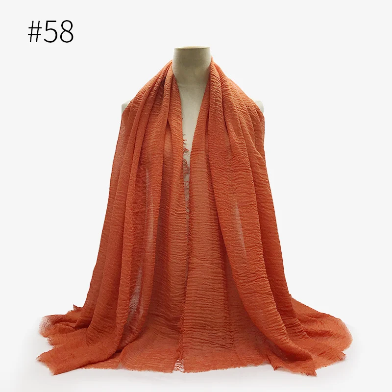 Bubble Plain Scarf Cotton Fringes Women Soft Solid Hijab Popular Muffler Shawls Big… — image 10