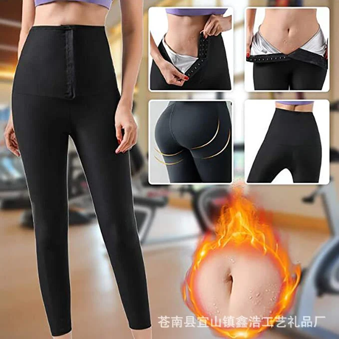 Buckle Sweat Sauna Shorts Trainer Lower Body Shaping High Waist Tight Pants — image 3