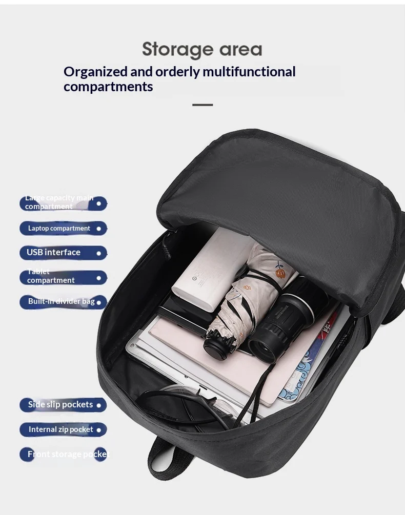 Business Double Shoulder Bag Fashion Casual Large Capacity Travel Backpack Laptop… — image 5