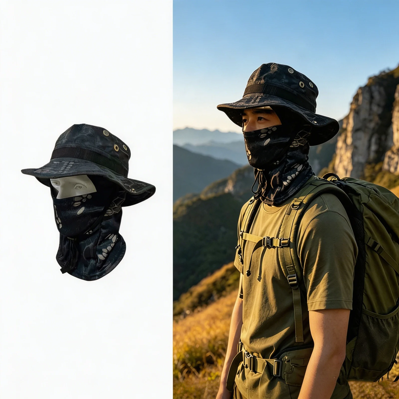 Camouflage Quick-drying Sun-protection Outdoor Wide-brimmed Sun Hat — image 5