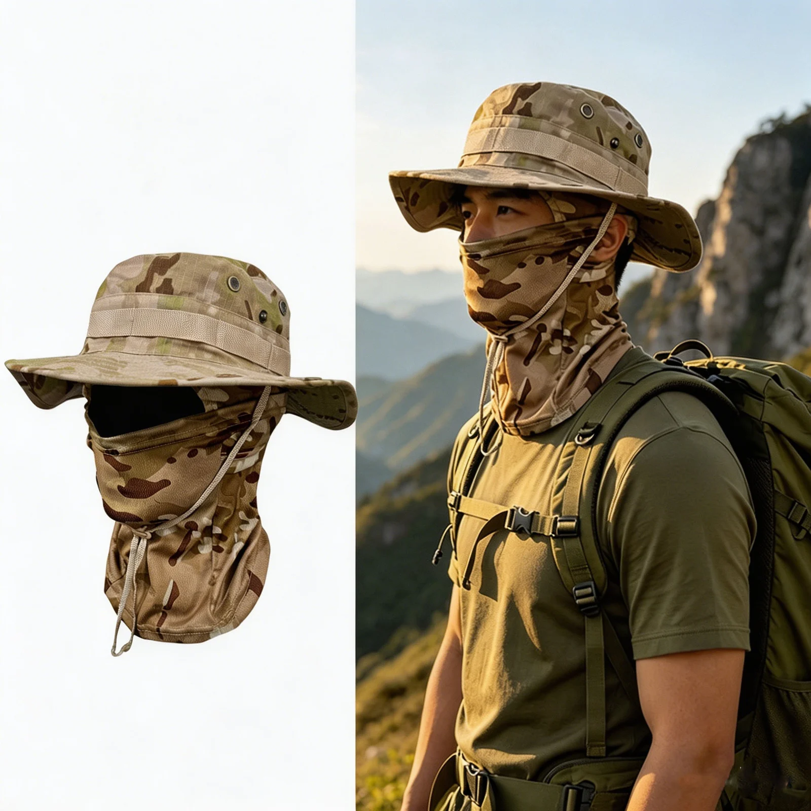 Camouflage Quick-drying Sun-protection Outdoor Wide-brimmed Sun Hat — image 2