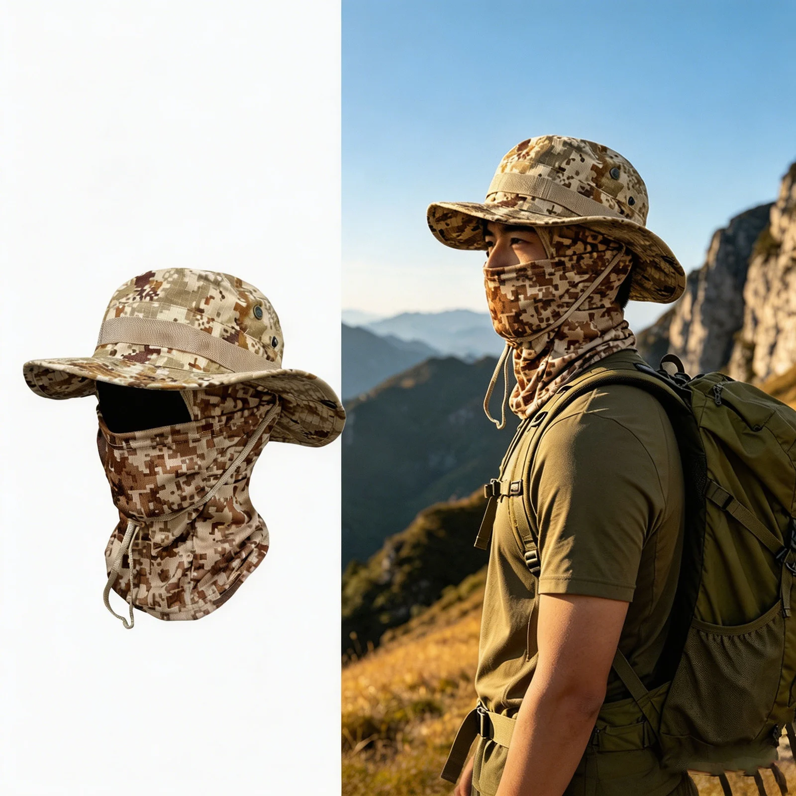 Camouflage Quick-drying Sun-protection Outdoor Wide-brimmed Sun Hat — variant image