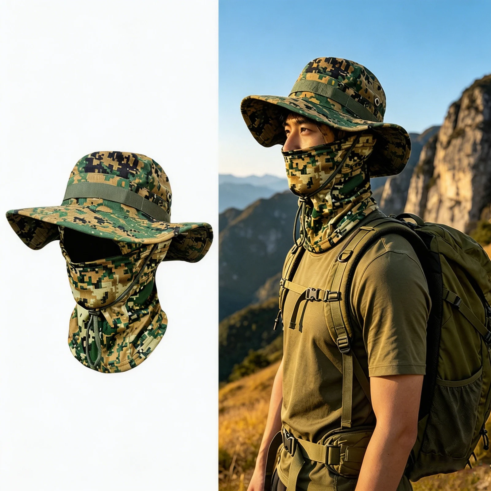 Camouflage Quick-drying Sun-protection Outdoor Wide-brimmed Sun Hat — image 7