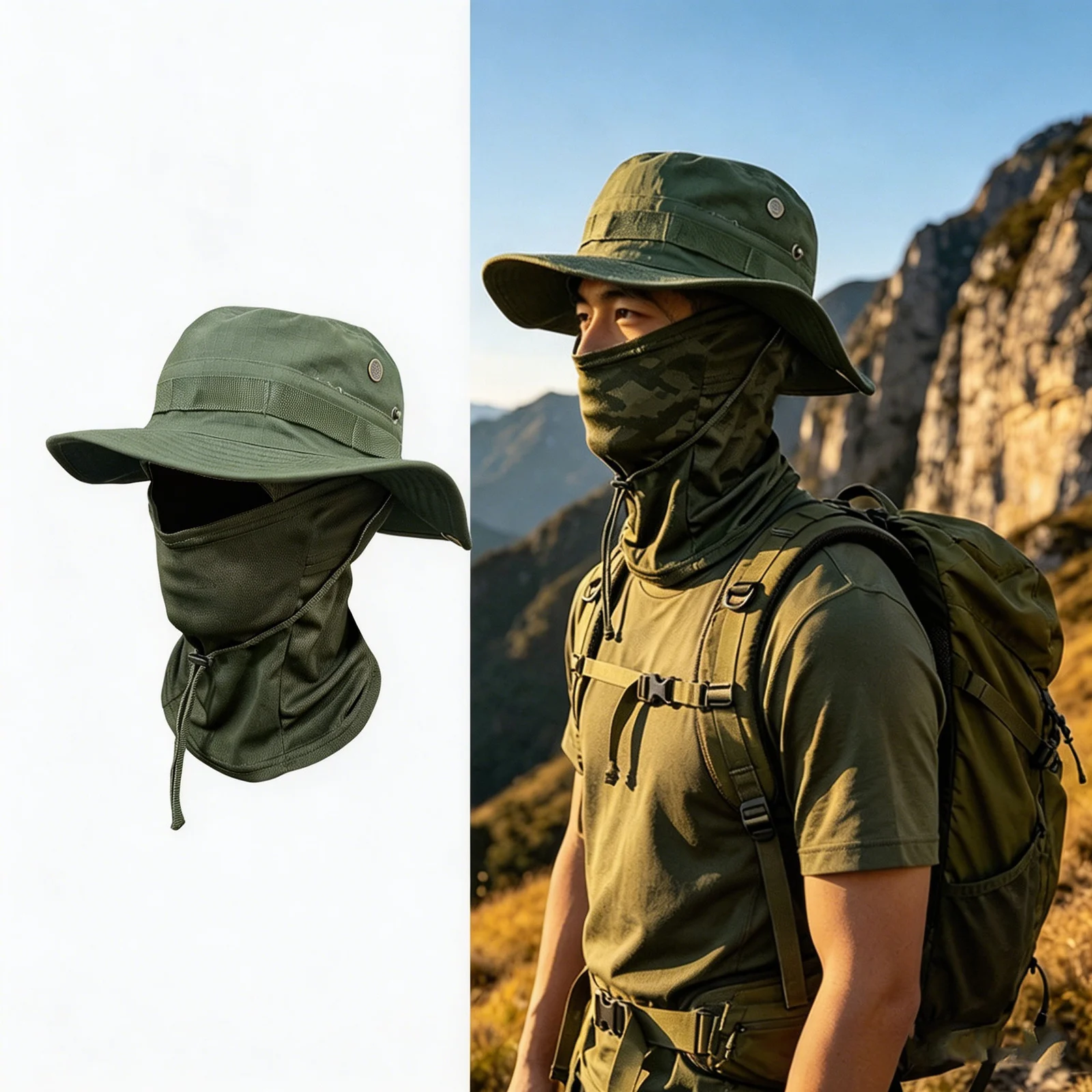 Camouflage Quick-drying Sun-protection Outdoor Wide-brimmed Sun Hat — variant image