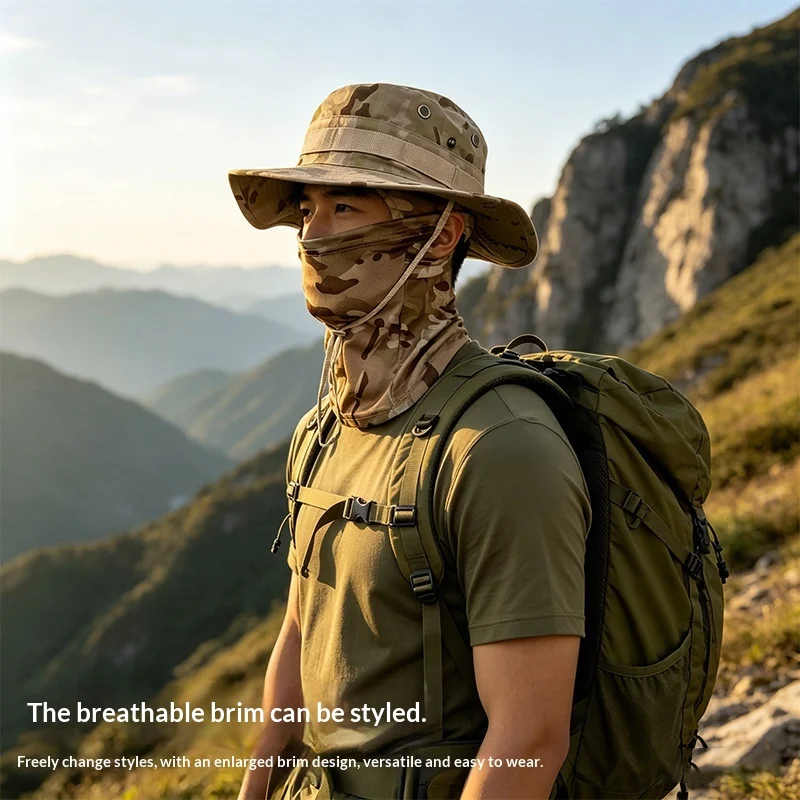 Camouflage Quick-drying Sun-protection Outdoor Wide-brimmed Sun Hat — image 1