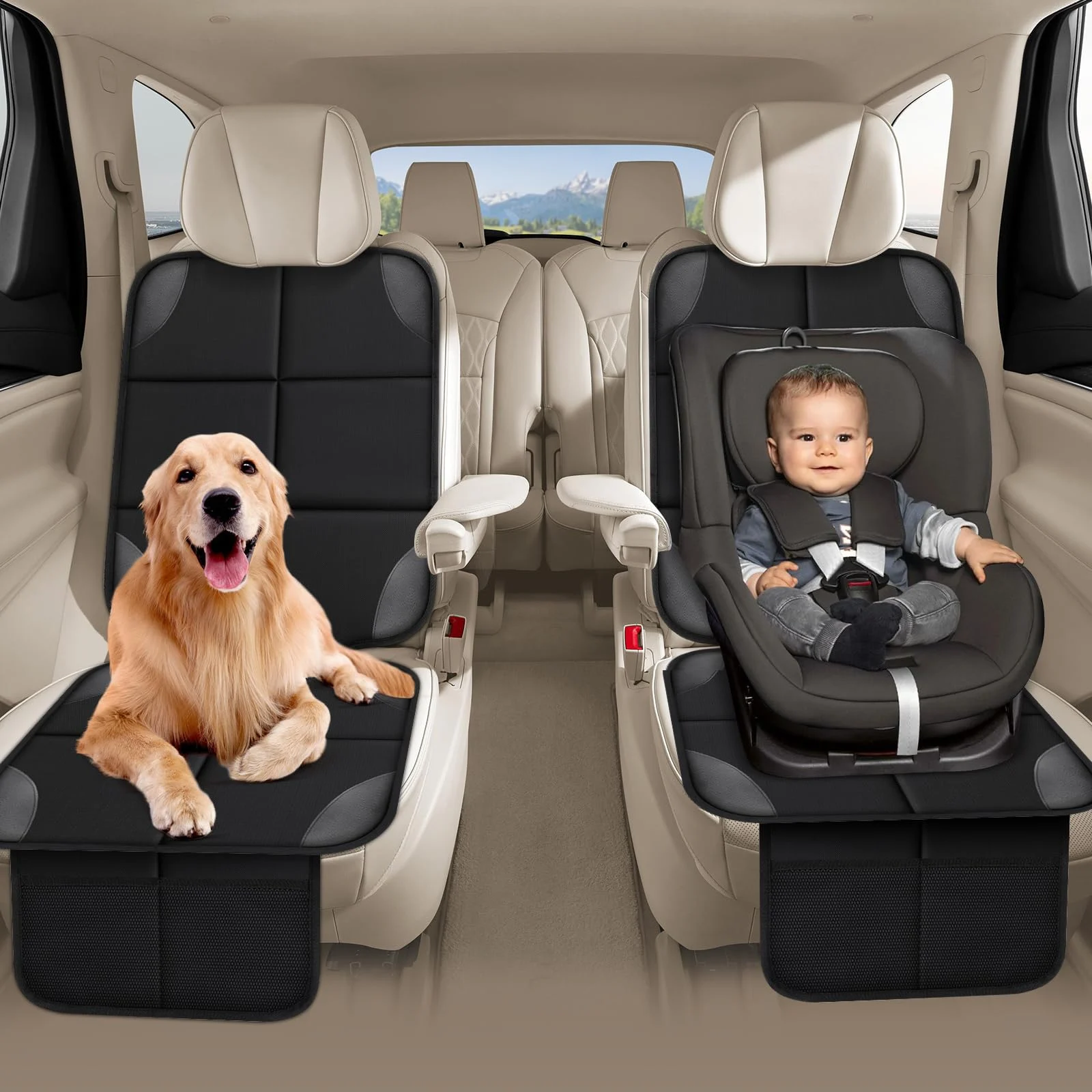 Car Seat Protector 2 Mesh Pocket Waterproof Covers, Universal Size, Baby, Pet,… — image 8