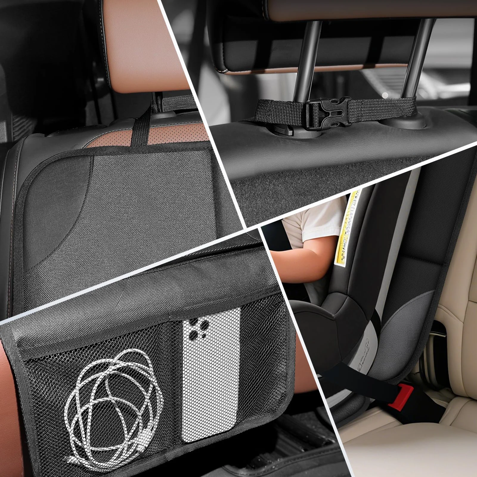 Car Seat Protector 2 Mesh Pocket Waterproof Covers, Universal Size, Baby, Pet,… — image 3