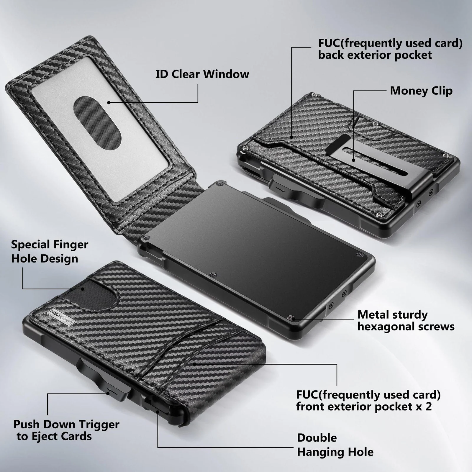 Carbon-fiber Leather Case Aluminum Holder Card — image 5