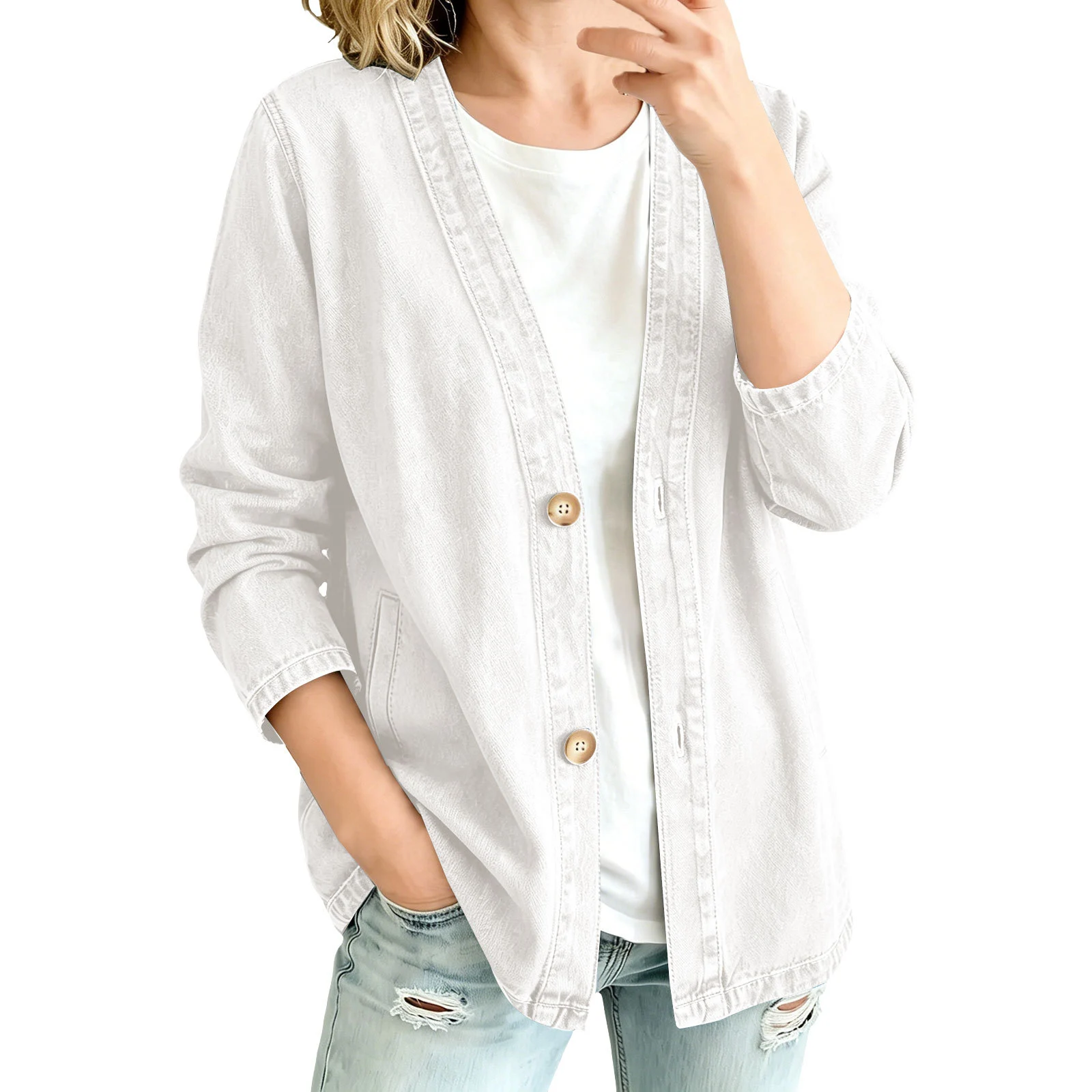 Cardigan Denim Jacket Macaron Color Series — image 5