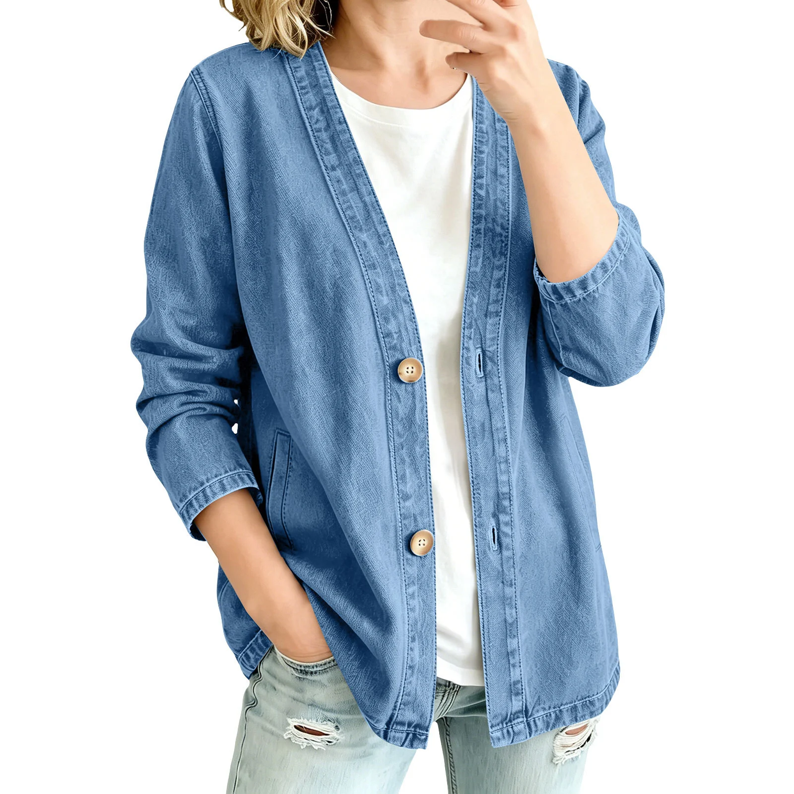 Cardigan Denim Jacket Macaron Color Series — image 2