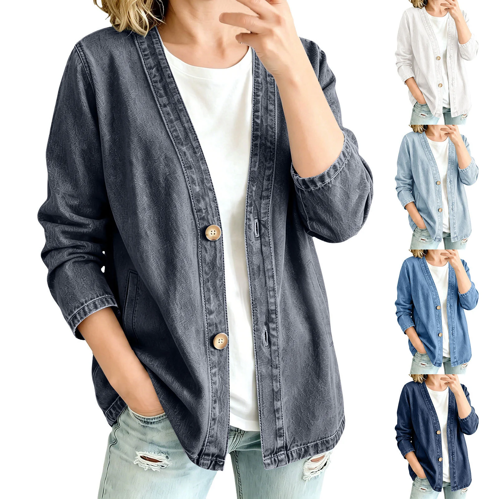 Cardigan Denim Jacket Macaron Color Series — image 4
