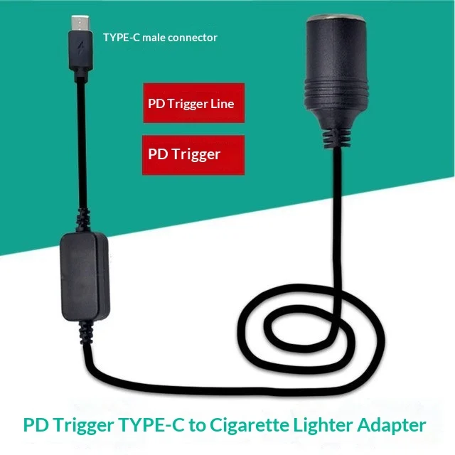 Carmounted PD Fast-charging Deception Cable USBC To Cigarette Lighter Female Socket… — image 5