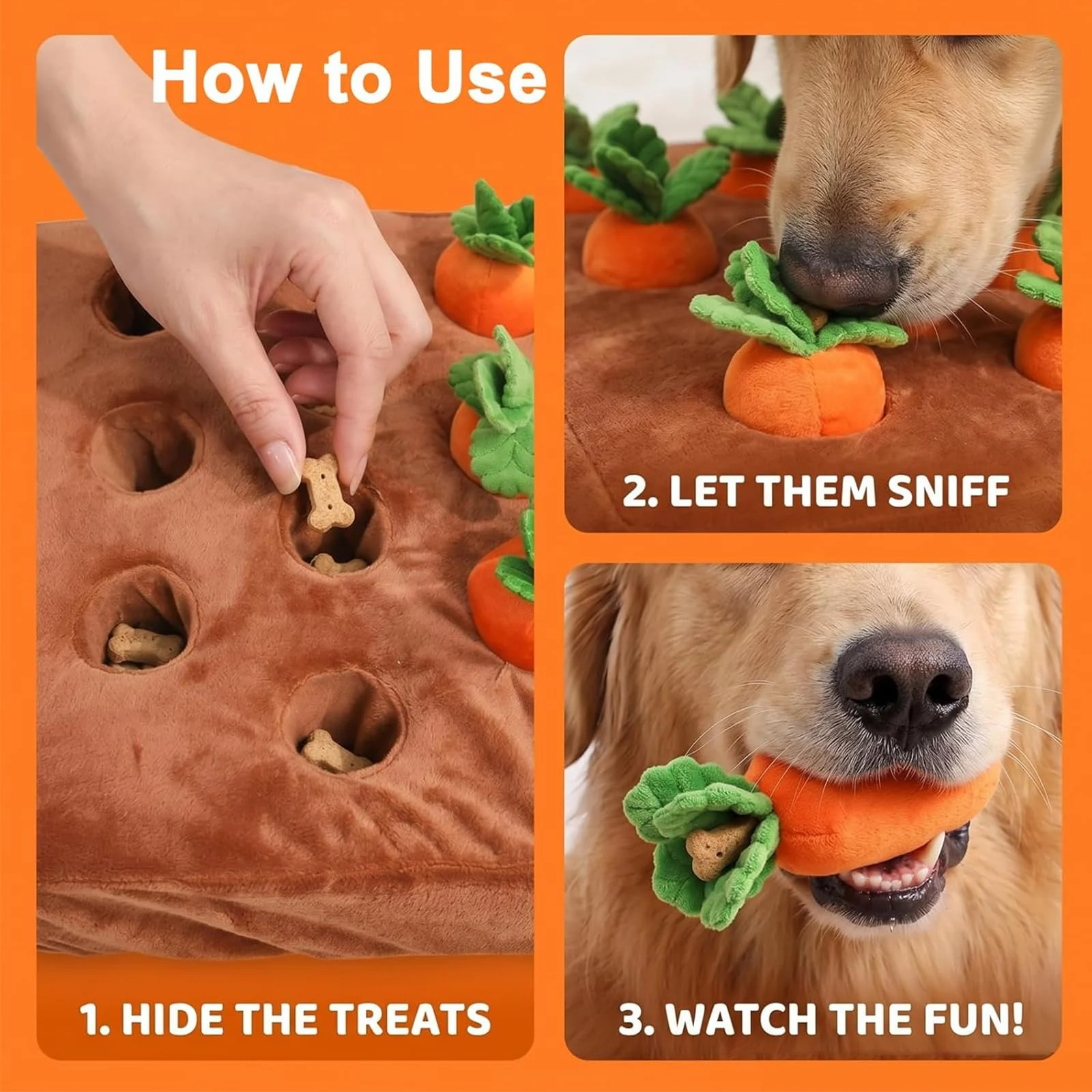 Carrot Dog Toy, Snuffle Mat For Dogs Toy Carrot, Interactive Carrots Plush Puzzle… — image 8