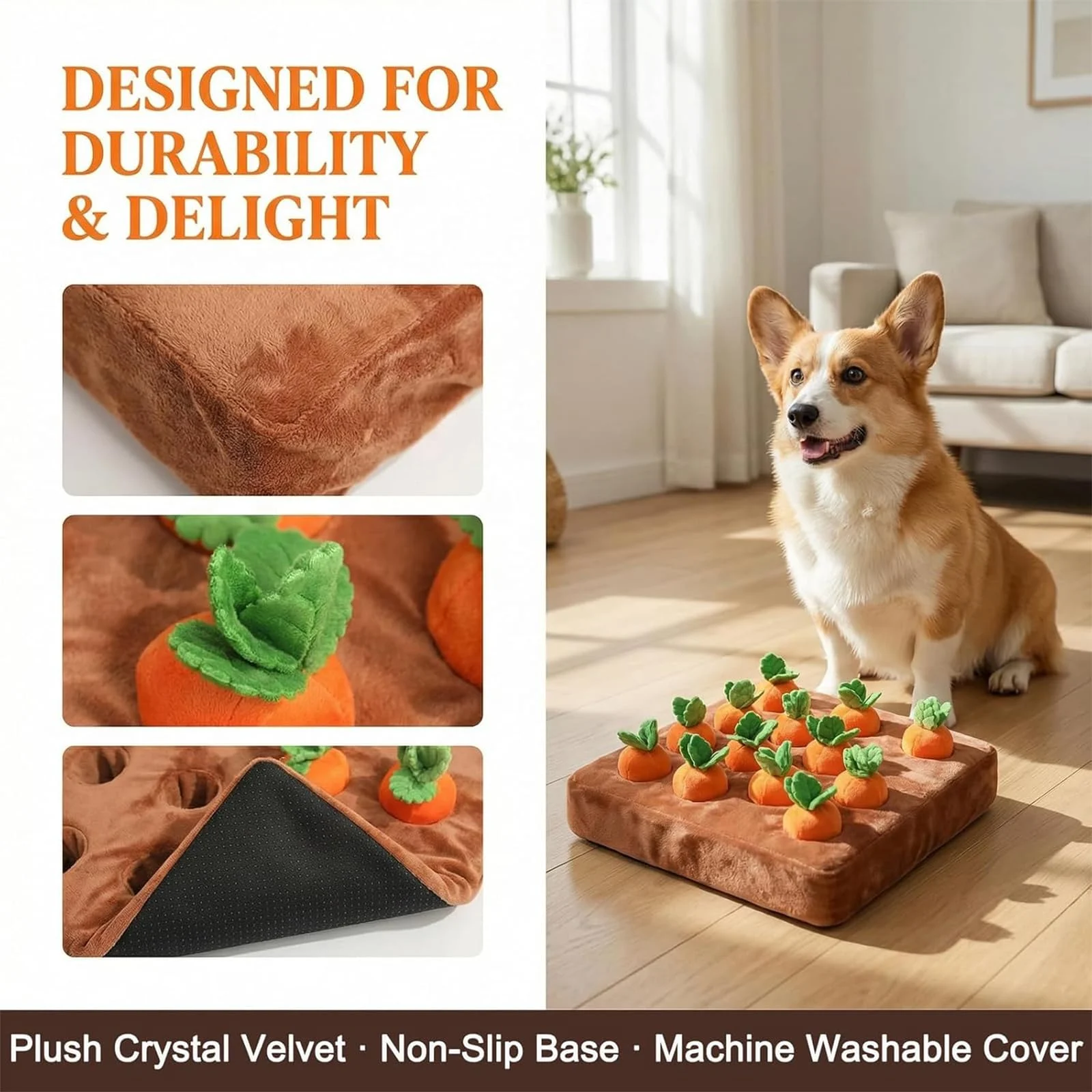 Carrot Dog Toy, Snuffle Mat For Dogs Toy Carrot, Interactive Carrots Plush Puzzle… — image 4