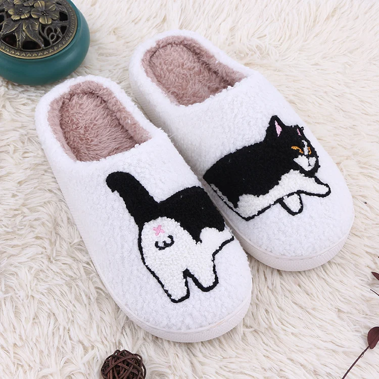 Cartoon Cow Cat Cotton Slippers For Women — image 4