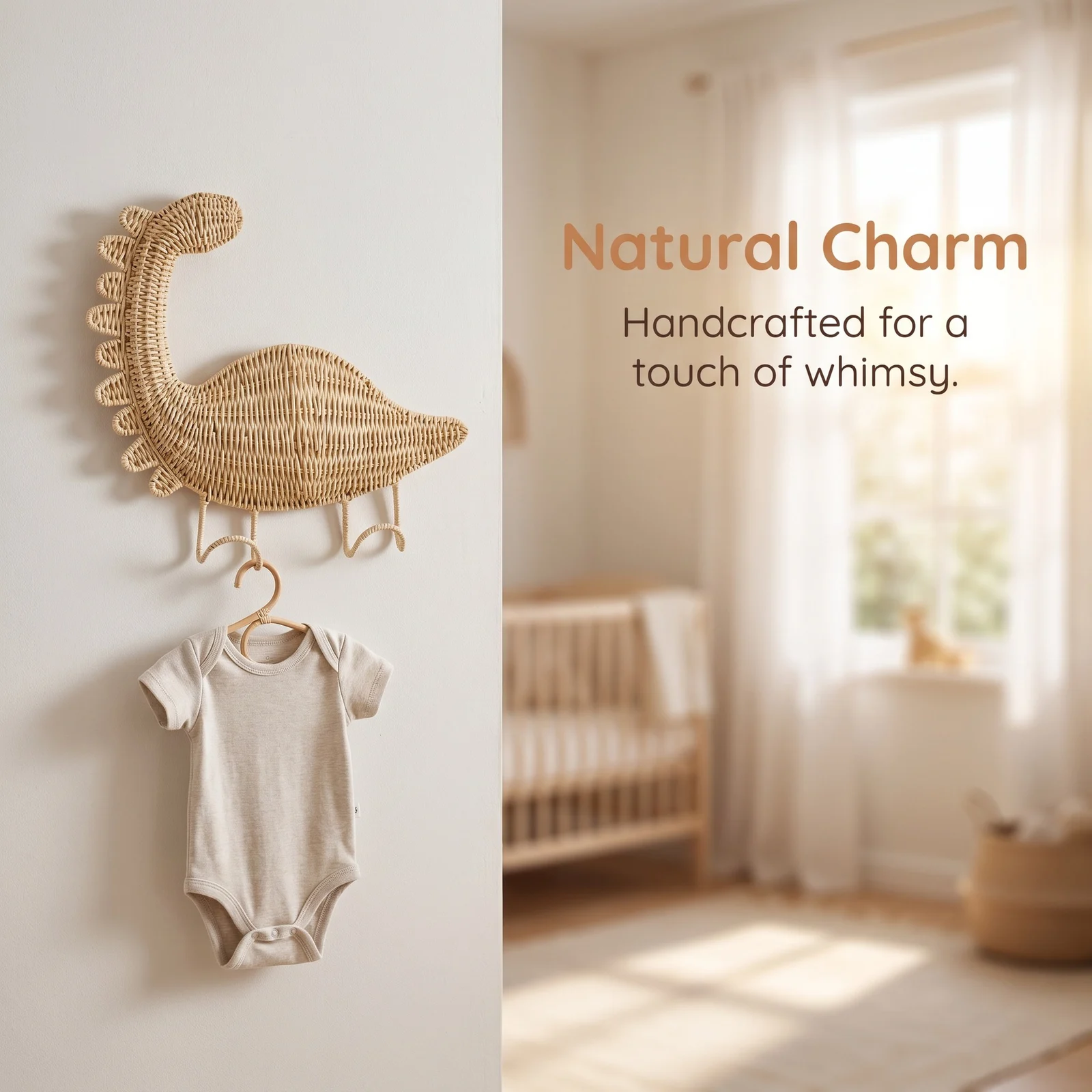 Cartoon Dinosaur Hand-woven Storage Coat Rack — image 3