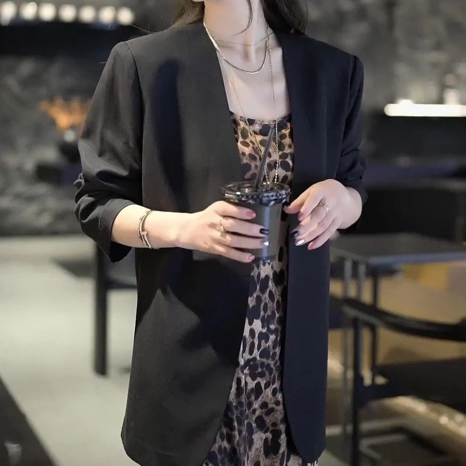Casual Blazer And Leopard-print Dress Two-piece Set — image 3