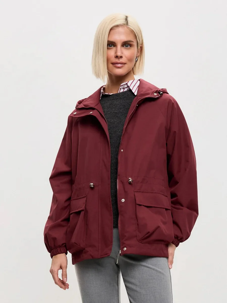 Casual Fashion Women's Jacket Long-sleeved Hooded Drawstring Waterproof Loose Outdoor… — image 10