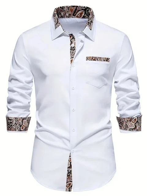 Casual Long-sleeve Stretch-fabric Business Mens Shirt — image 2