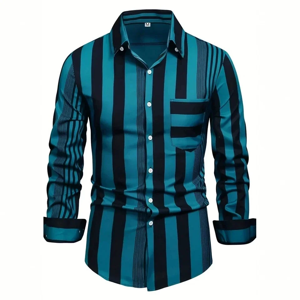 Casual Long-sleeve Stretch-fabric Business Mens Shirt — image 5