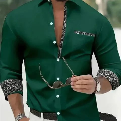 Casual Long-sleeve Stretch-fabric Business Mens Shirt — image 11